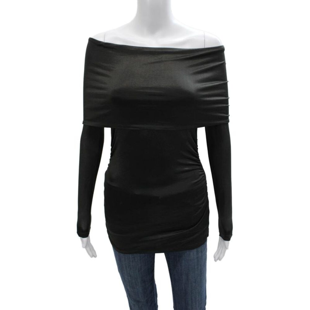 Gender Bias Women Black Gothic Long Sleeve Top Acetate Blend Size XS